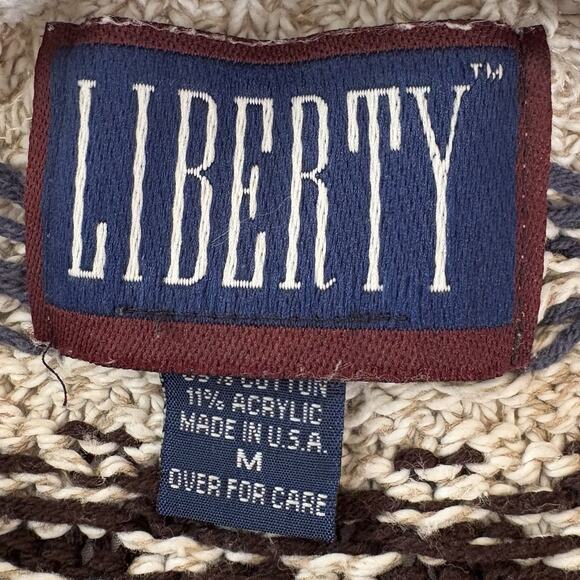 Vintage Liberty Nordic/Fair Isle Pattern Knit Grandpa Sweater Men's Size Medium - Picture 6 of 10
